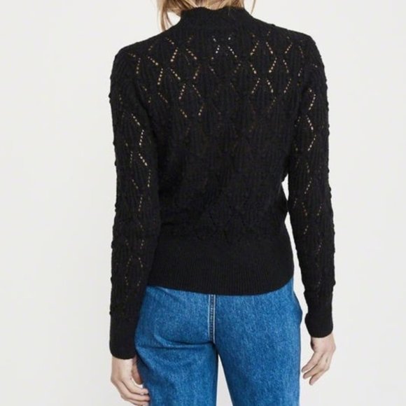 Abercrombie & Fitch A&F Cable knit mock neck sweater Black XXS - Picture 4 of 4